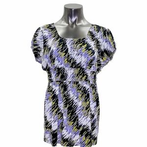 WORTHINGTON Stretch Abstract Short Sleeve Blouse